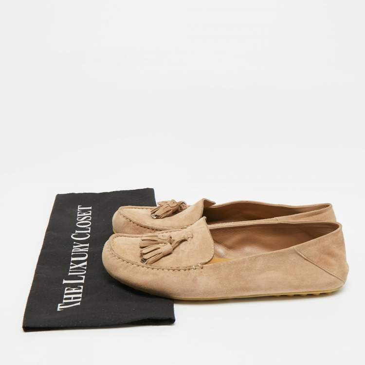مملوكة مسبقًا Loro Piana Dot Sole Walk Size 38.5 Brown Suede Loafers