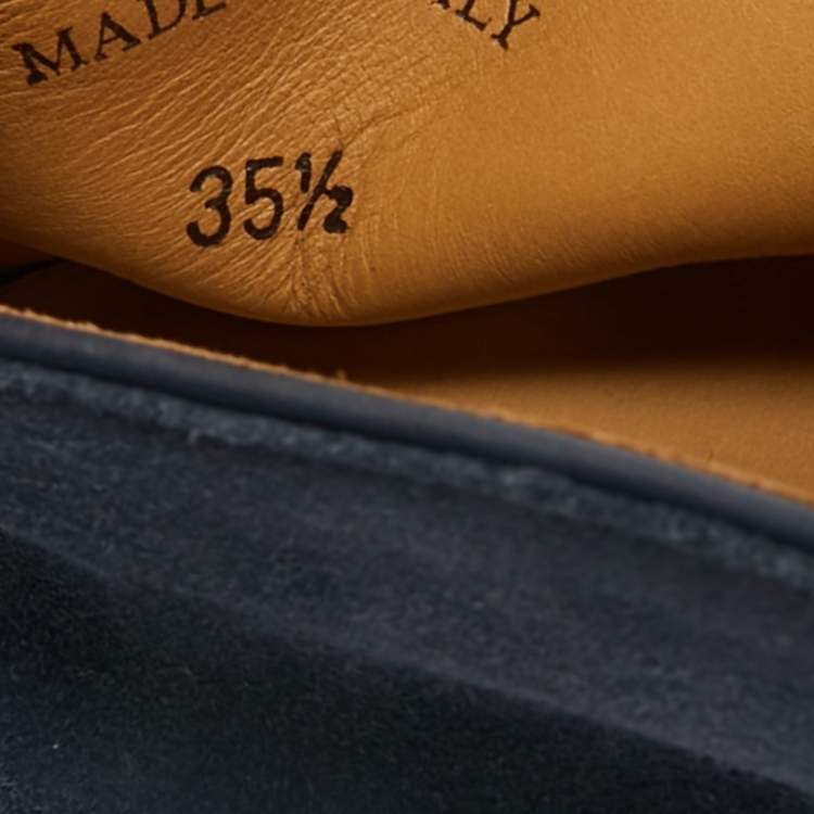 Pre Owned Loro Piana Open Walk Size 35.5 Blue Suede Ankle Length Boots