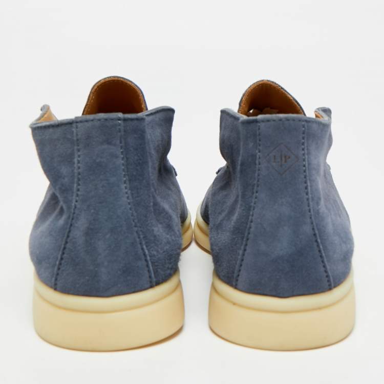 Pre Owned Loro Piana Open Walk Size 35.5 Blue Suede Ankle Length Boots