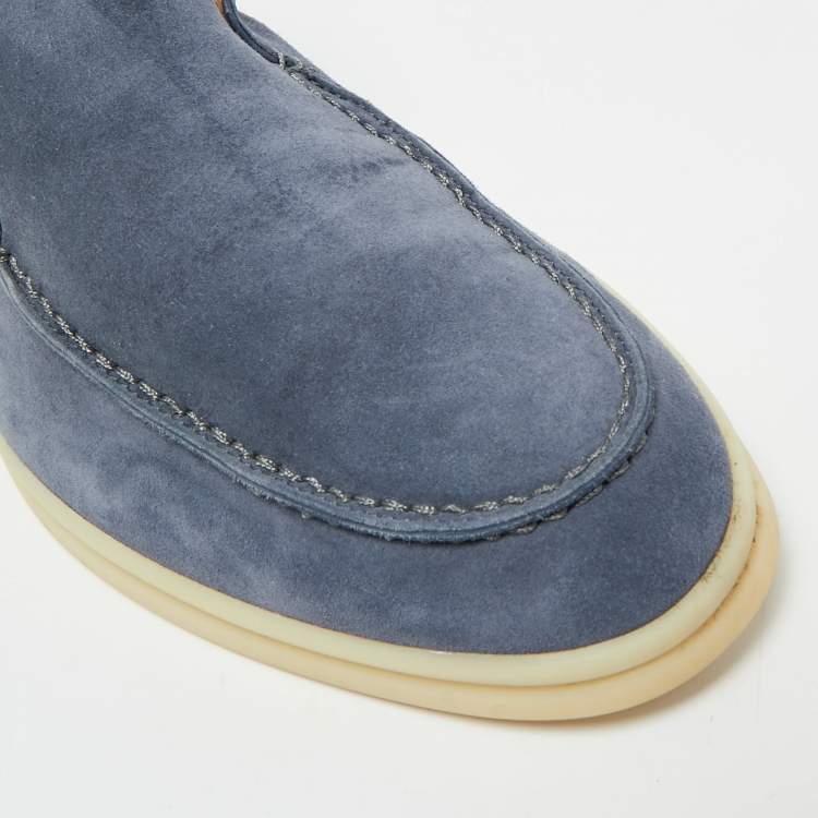 Pre Owned Loro Piana Open Walk Size 35.5 Blue Suede Ankle Length Boots