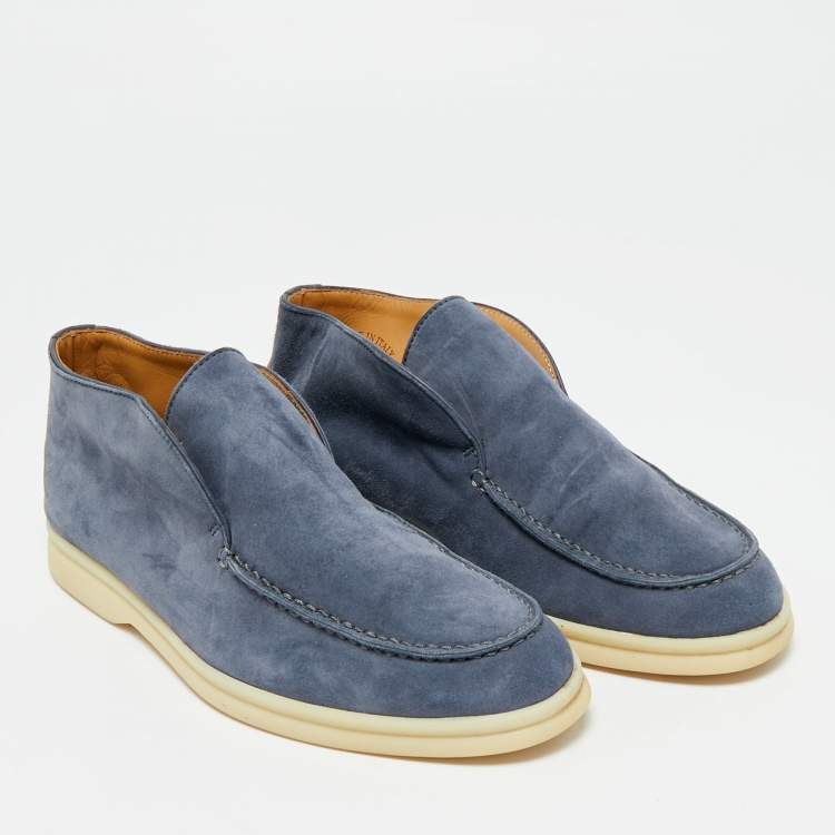Pre Owned Loro Piana Open Walk Size 35.5 Blue Suede Ankle Length Boots