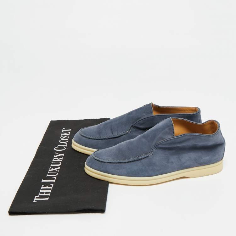 Pre Owned Loro Piana Open Walk Size 35.5 Blue Suede Ankle Length Boots