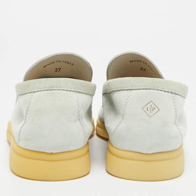 Pre Owned Loro Piana Summer Charms Walk Size 37 Grey Suede Loafers