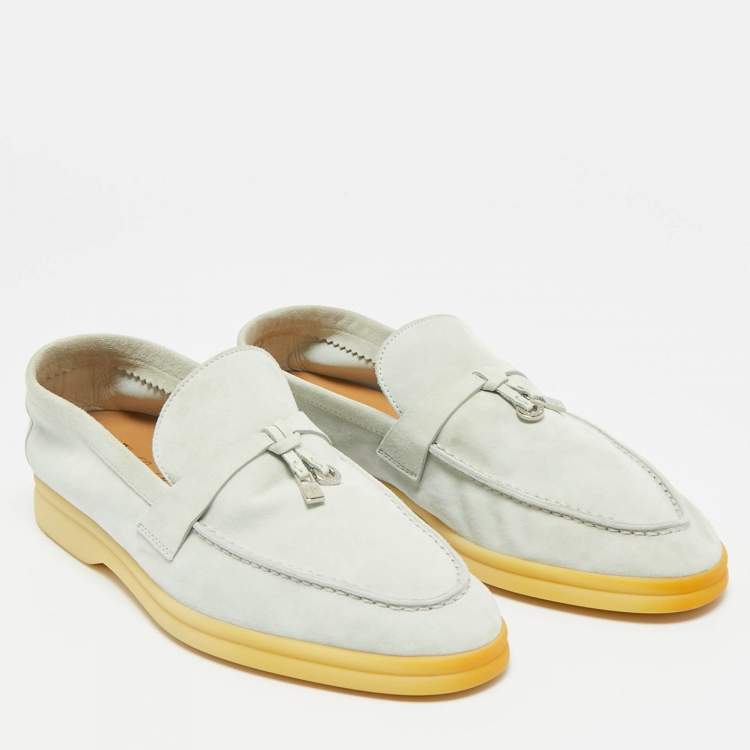 Pre Owned Loro Piana Summer Charms Walk Size 37 Grey Suede Loafers
