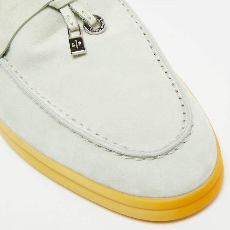 Pre Owned Loro Piana Summer Charms Walk Size 37 Grey Suede Loafers