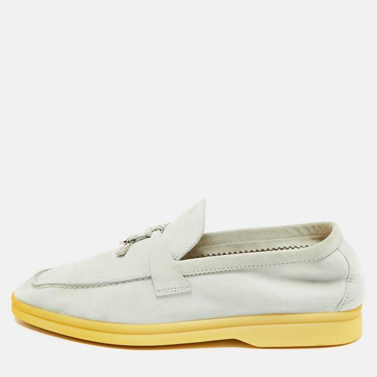 Pre Owned Loro Piana Summer Charms Walk Size 37 Grey Suede Loafers