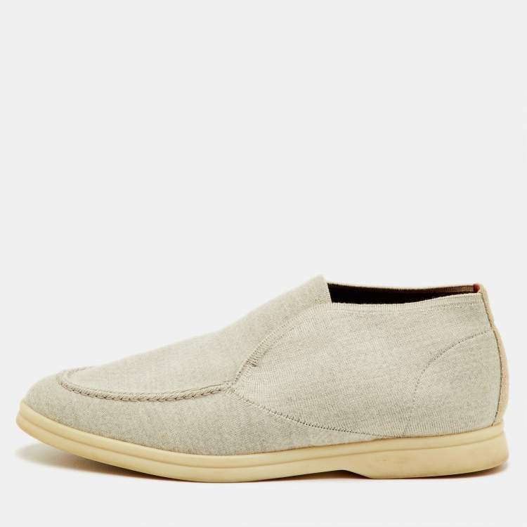 Pre Owned Loro Piana Open Walk Size 41 Light Grey Knit Fabric Ankle Length Boots