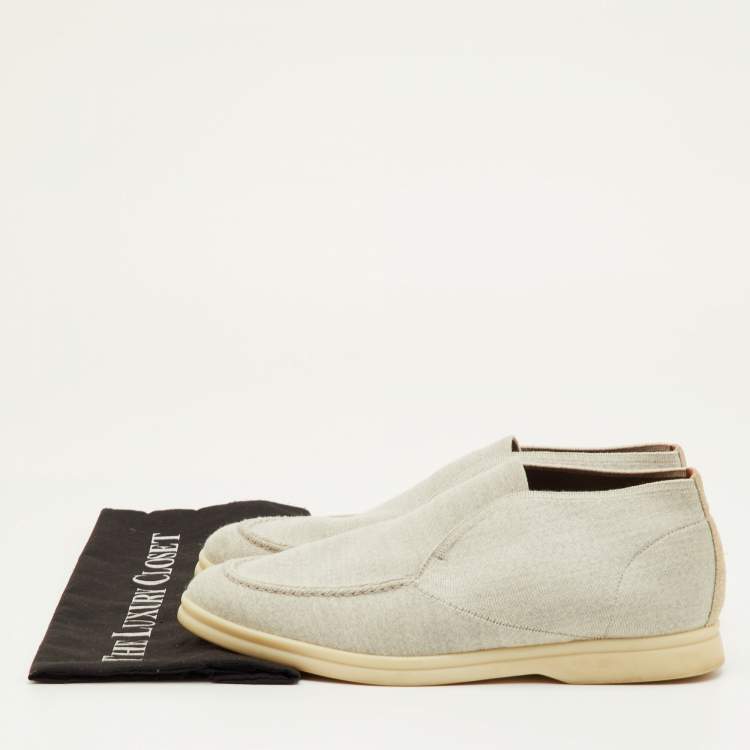 Pre Owned Loro Piana Open Walk Size 41 Light Grey Knit Fabric Ankle Length Boots