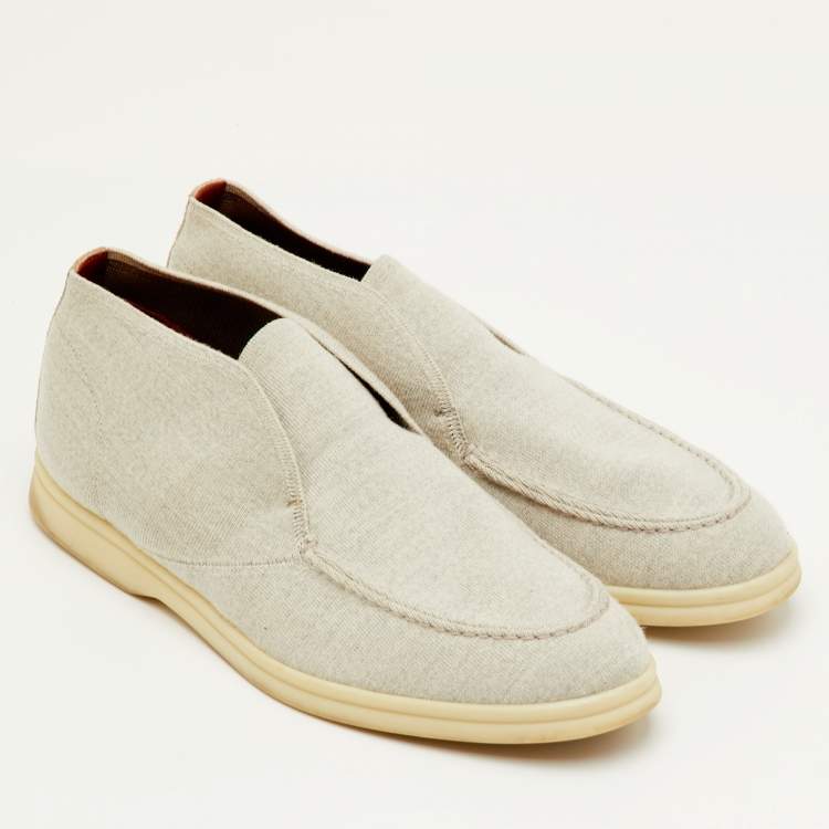 Pre Owned Loro Piana Open Walk Size 41 Light Grey Knit Fabric Ankle Length Boots