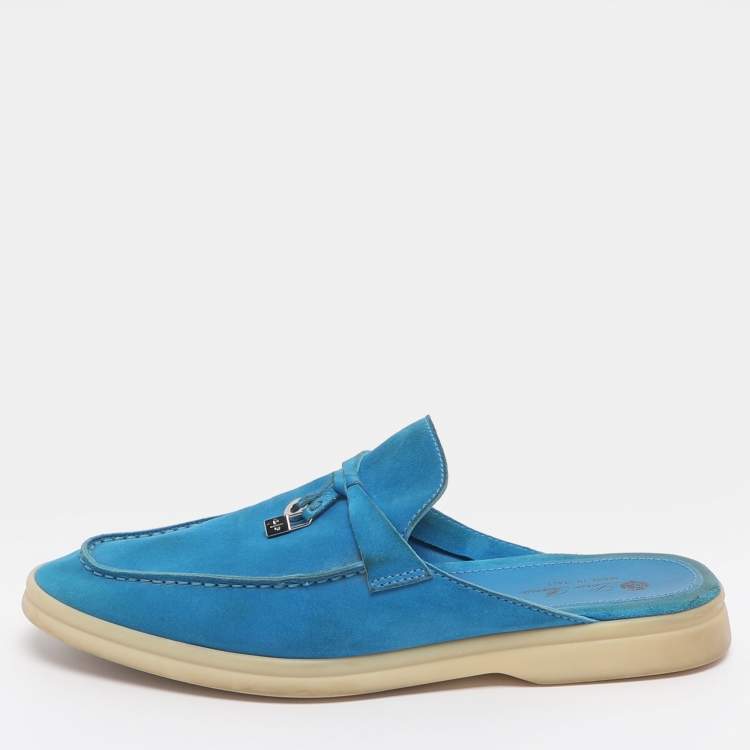 مملوكة مسبقًا Loro Piana Babouche Charms Walk Size 39 Blue Suede Mules