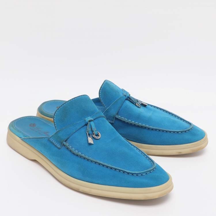 مملوكة مسبقًا Loro Piana Babouche Charms Walk Size 39 Blue Suede Mules