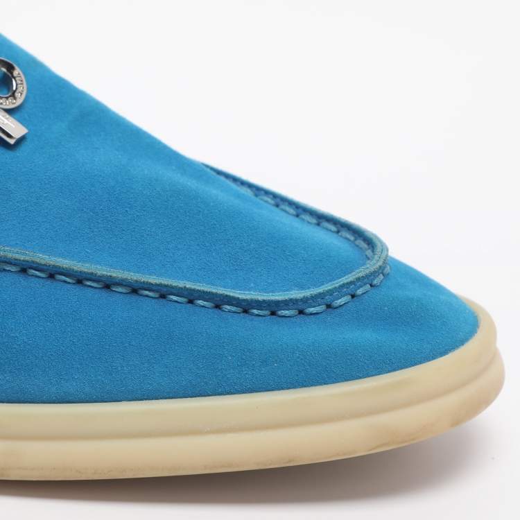 مملوكة مسبقًا Loro Piana Babouche Charms Walk Size 39 Blue Suede Mules