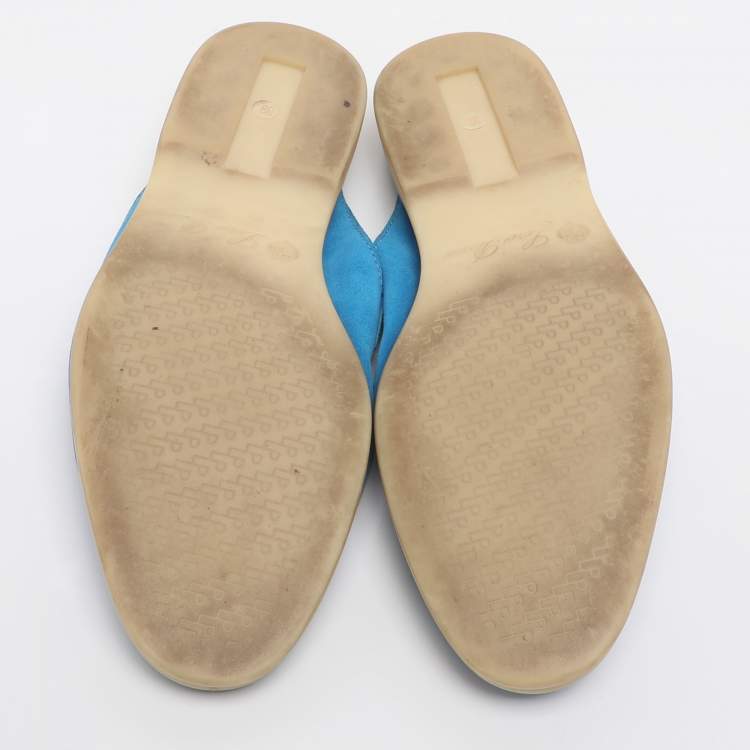 مملوكة مسبقًا Loro Piana Babouche Charms Walk Size 39 Blue Suede Mules