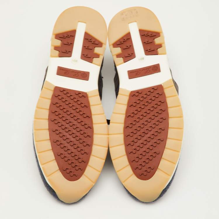 مملوكة مسبقًا Loro Piana 360 LP Flexy Walk Size 40.5 Dark Grey/Navy Blue Knit Fabric Low Top Sneakers