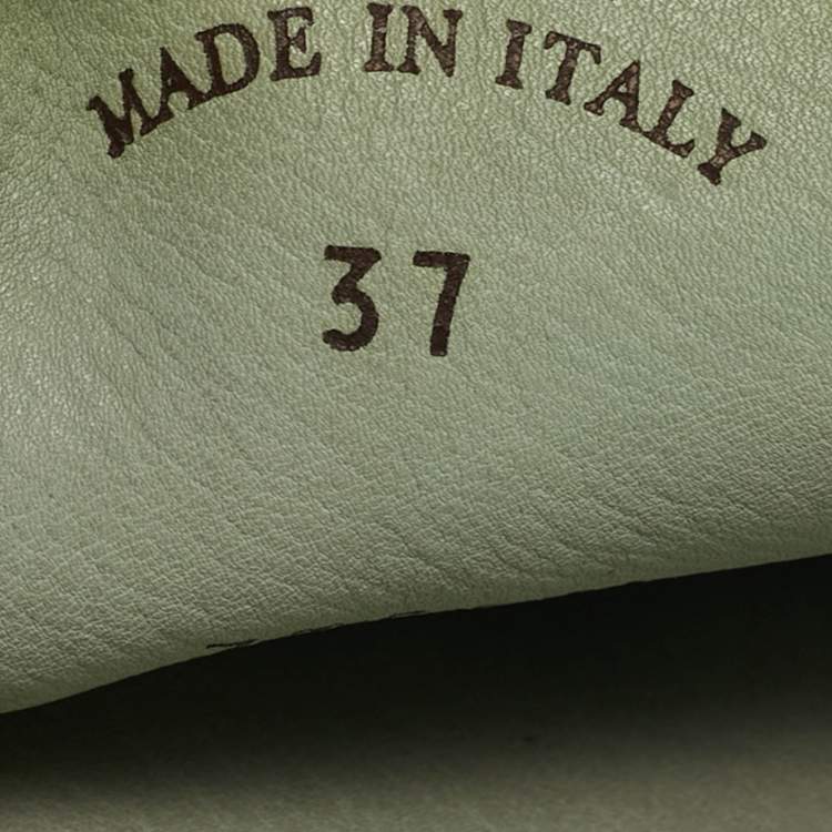 Pre Owned Loro Piana Babouche Charms Walk Size 37 Green Suede Mules