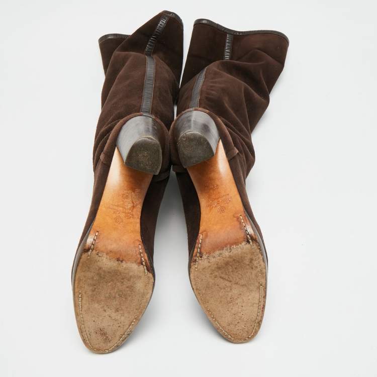Pre Owned Loro Piana Size 39 Brown Suede Knee Length Boots