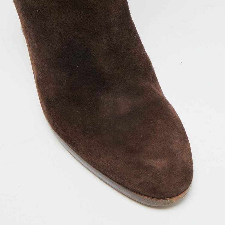 Pre Owned Loro Piana Size 39 Brown Suede Knee Length Boots
