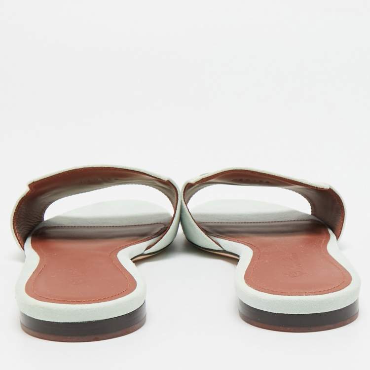 Pre Owned Loro Piana Summer Charms Size 38 Blue Suede Flat Sandals