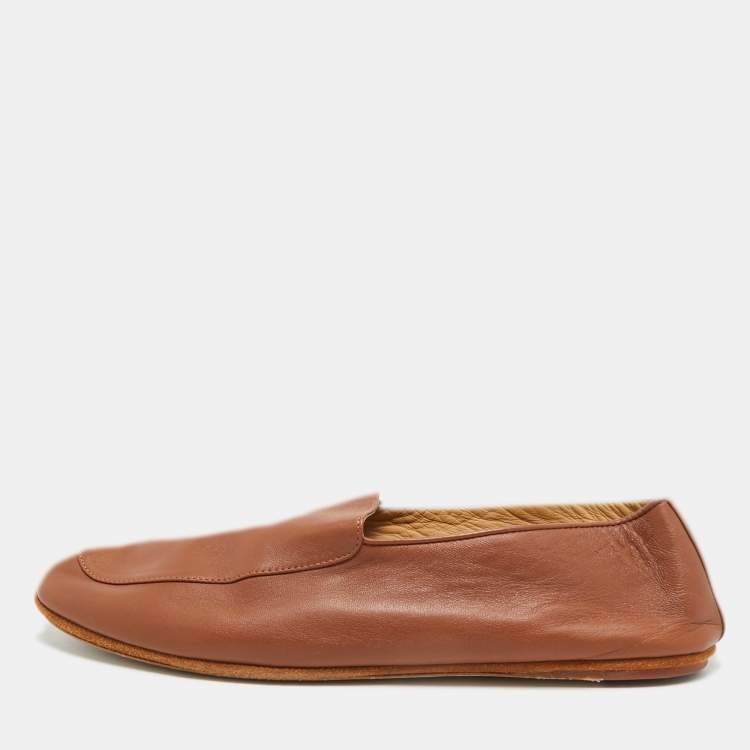مملوكة مسبقًا Loro Piana Size 40 Brown Leather Loafers