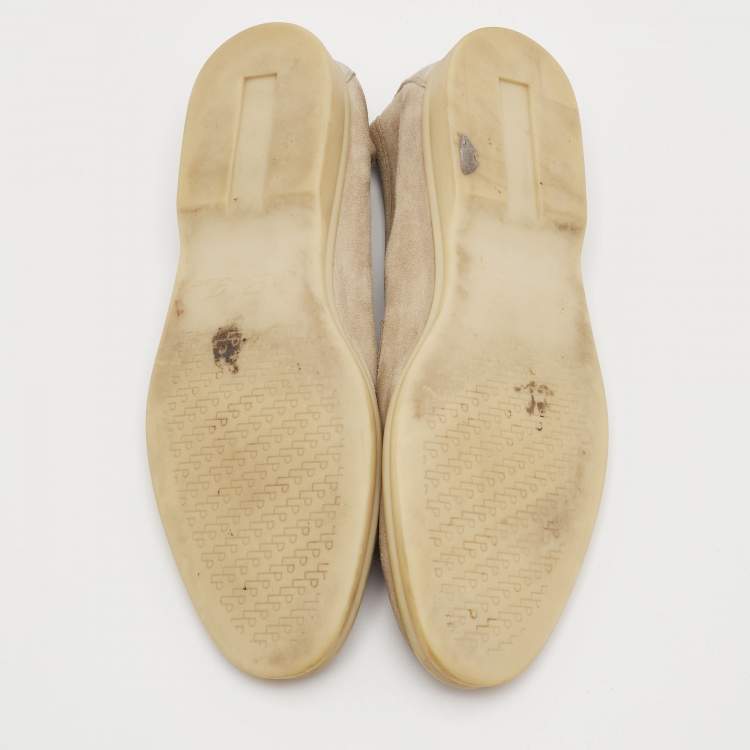 Pre Owned Loro Piana Summer Charms Walk Size 40 Beige Suede Slip On Loafers