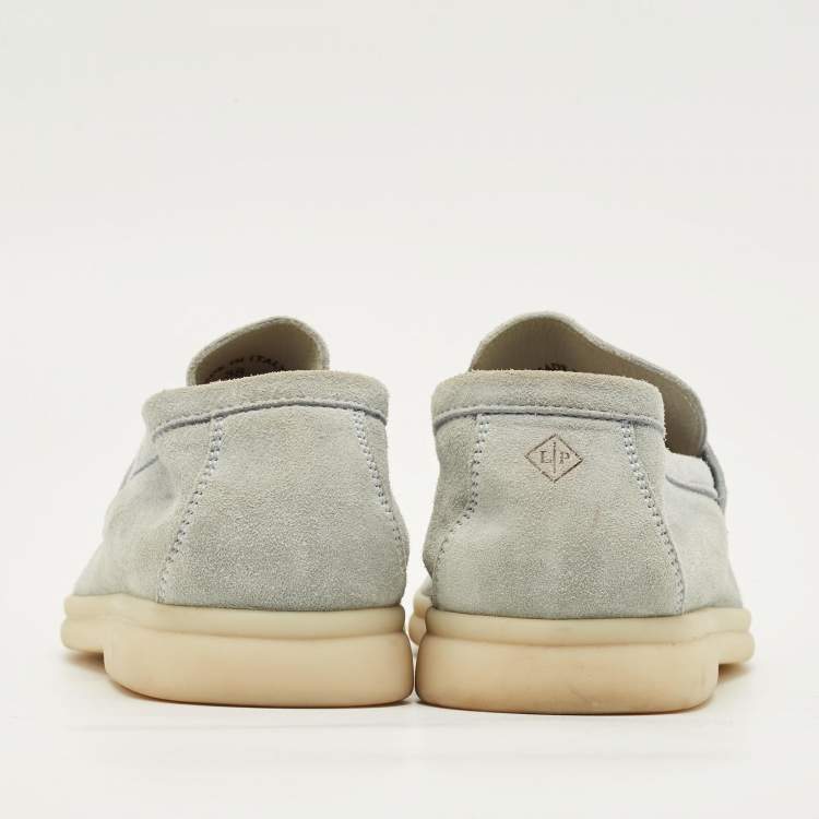 Pre Owned Loro Piana Summer Walk Size 38 Blue Suede Loafers