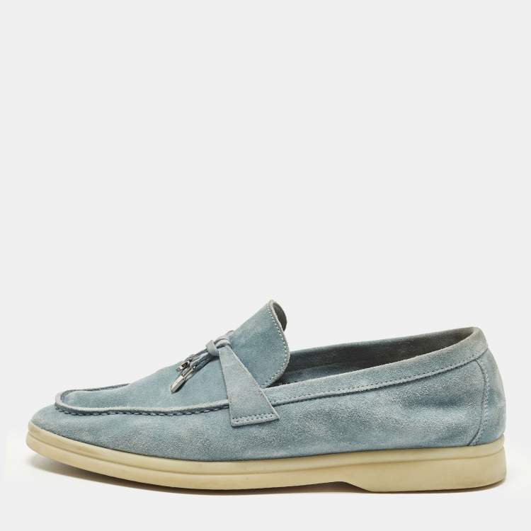 مملوكة مسبقًا Loro Piana Summer Walk Size 37 Sky Blue Suede Loafers