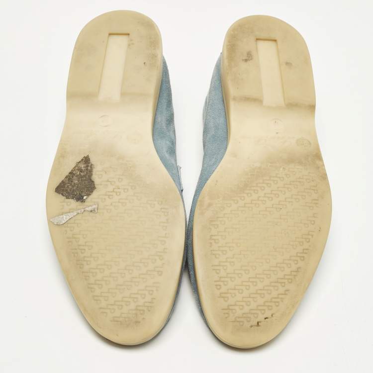 مملوكة مسبقًا Loro Piana Summer Walk Size 37 Sky Blue Suede Loafers