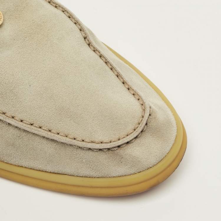 Pre Owned Loro Piana Summer Charms Walk Size 41 Beige Suede Loafers