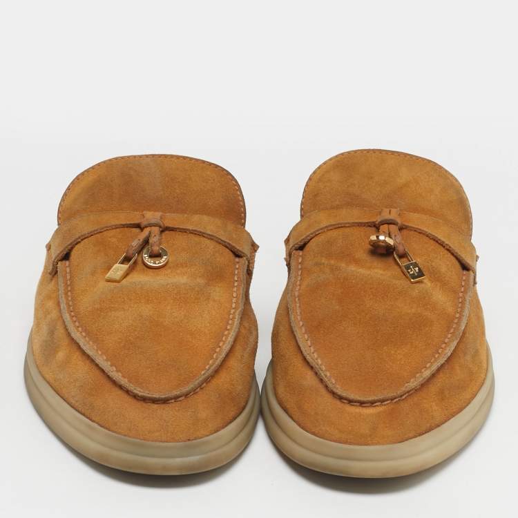 Pre Owned Loro Piana Babouche Charms Walk Size 40 Yellow Suede Mules