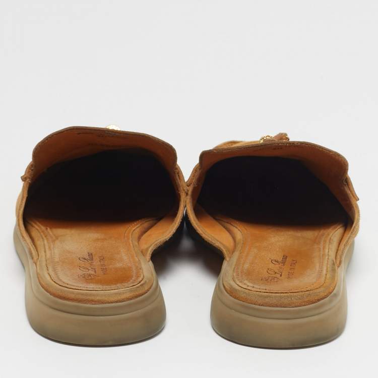 Pre Owned Loro Piana Babouche Charms Walk Size 40 Yellow Suede Mules