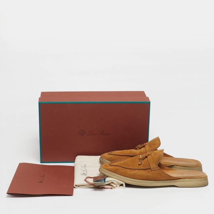 Pre Owned Loro Piana Babouche Charms Walk Size 40 Yellow Suede Mules