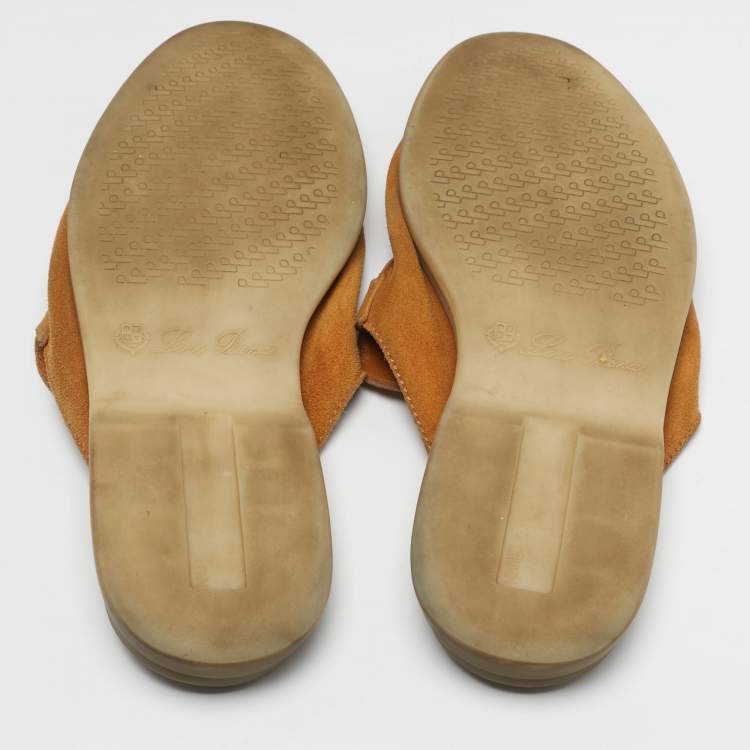 Pre Owned Loro Piana Babouche Charms Walk Size 40 Yellow Suede Mules