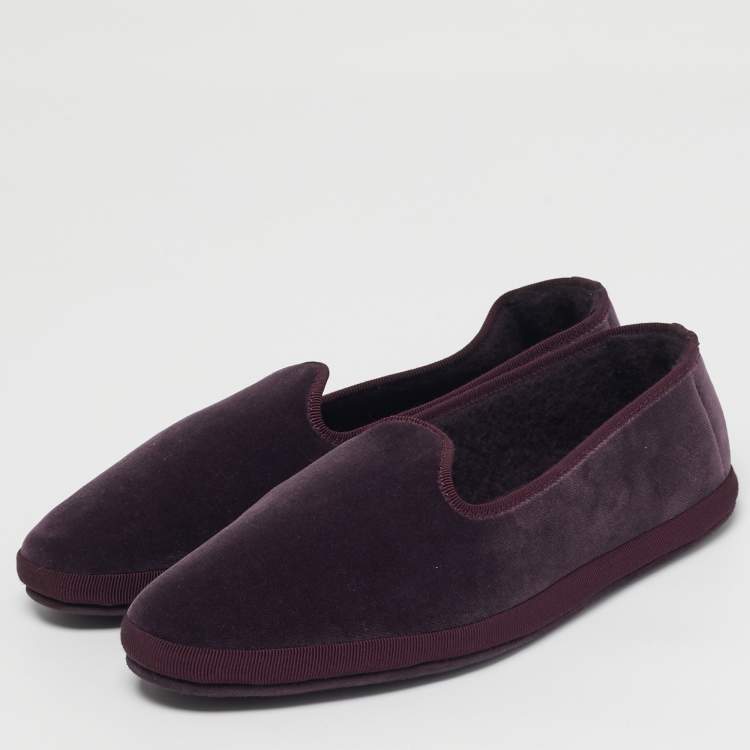 Pre Owned Loro Piana Venice Walk Size 39 Purple Velvet Smoking Slippers