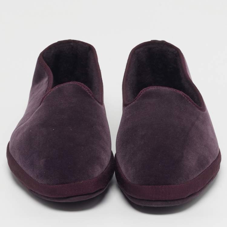 Pre Owned Loro Piana Venice Walk Size 39 Purple Velvet Smoking Slippers