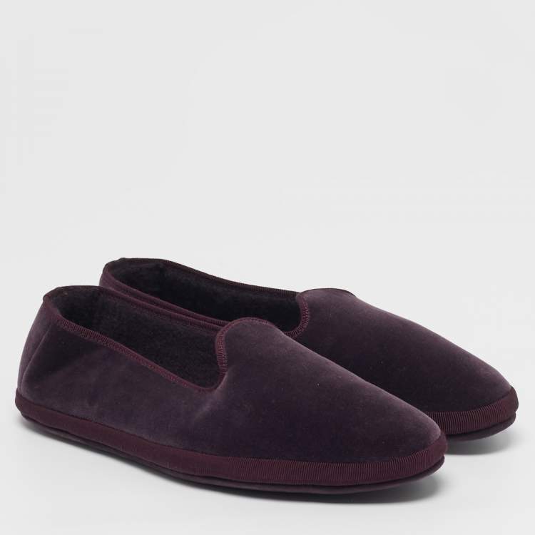 Pre Owned Loro Piana Venice Walk Size 39 Purple Velvet Smoking Slippers