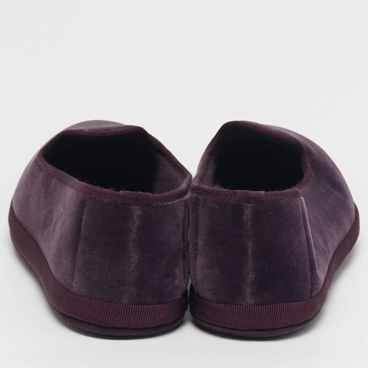 Pre Owned Loro Piana Venice Walk Size 39 Purple Velvet Smoking Slippers