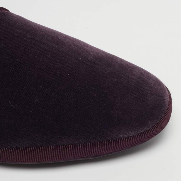 Pre Owned Loro Piana Venice Walk Size 39 Purple Velvet Smoking Slippers
