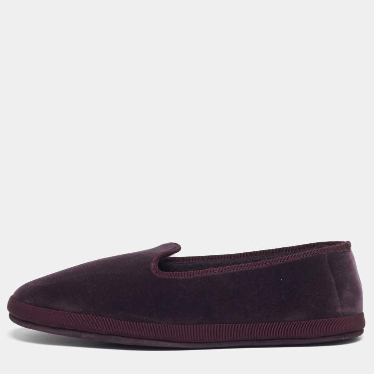 Pre Owned Loro Piana Venice Walk Size 39 Purple Velvet Smoking Slippers