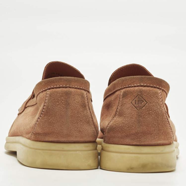 Pre Owned Loro Piana Summer Charms Walk Size 38 Pink Suede Loafers