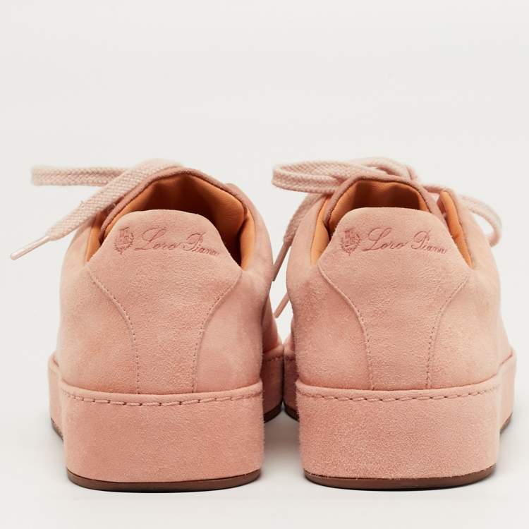 Pre Owned Loro Piana Salmon Nuages Size 37.5 Pink Suede Low Top Sneakers