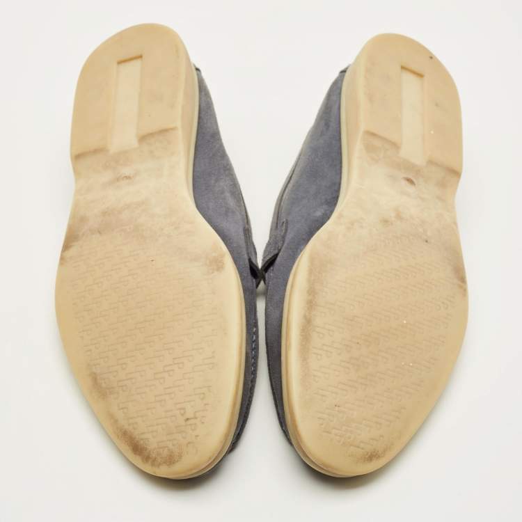 Pre Owned Loro Piana Summer Charms Walk Size 38 Blue Suede Loafers