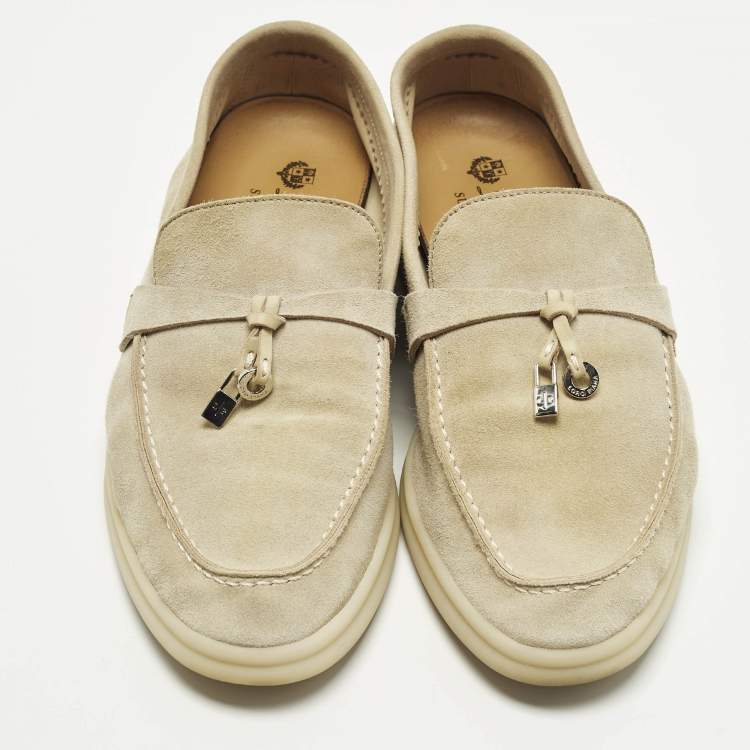 Pre Owned Loro Piana Summer Charms Walk Size 36 Grey Suede Loafers