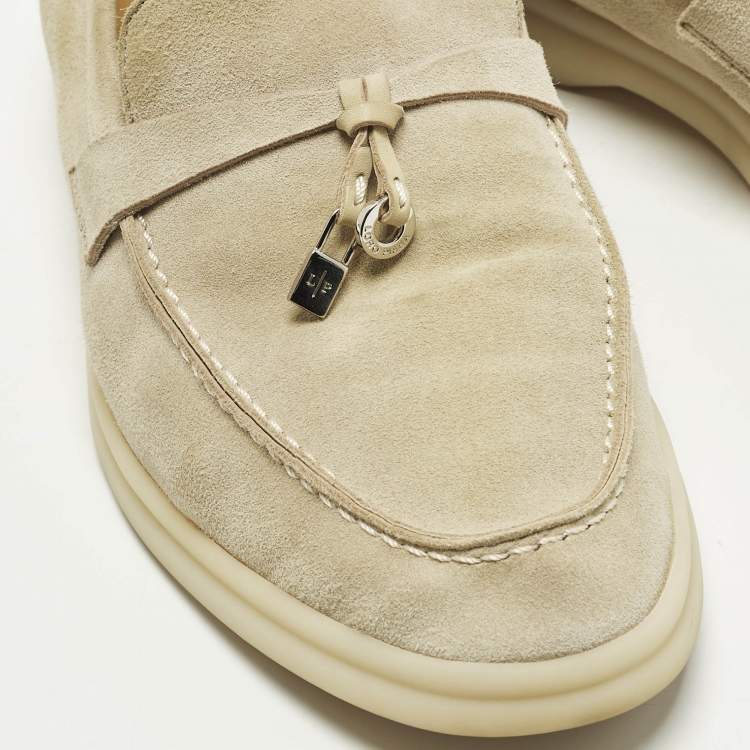Pre Owned Loro Piana Summer Charms Walk Size 36 Grey Suede Loafers