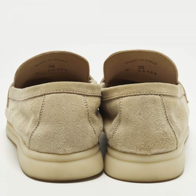 Pre Owned Loro Piana Summer Charms Walk Size 36 Grey Suede Loafers