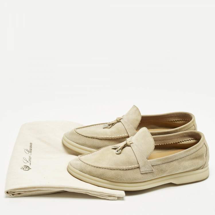 Pre Owned Loro Piana Summer Charms Walk Size 36 Grey Suede Loafers