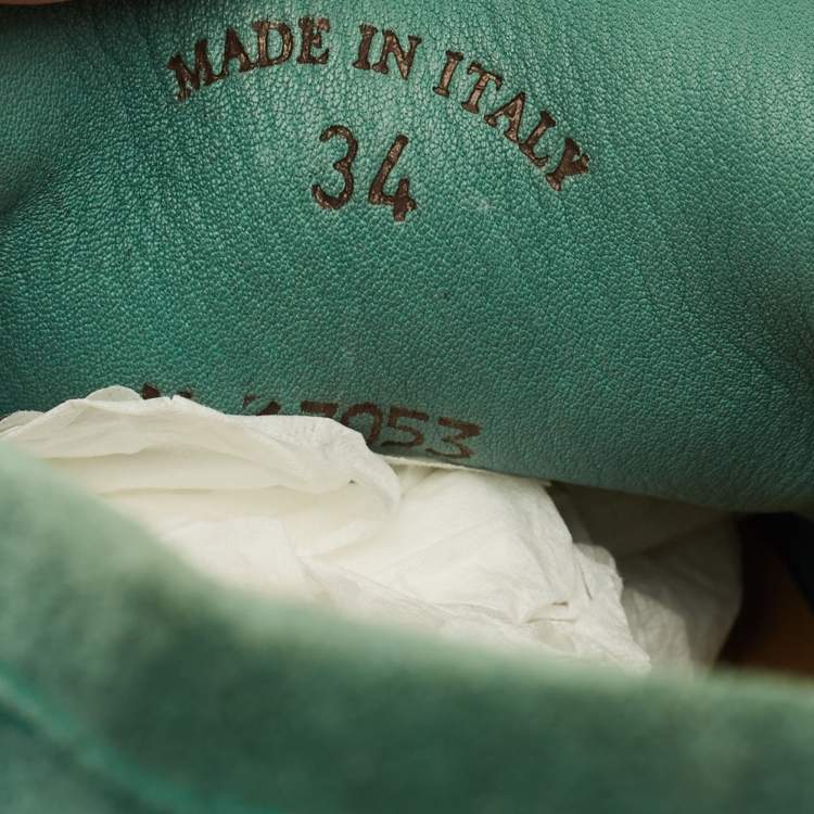 Pre Owned Loro Piana Summer Charms Walk Size 34 Green Suede Loafers