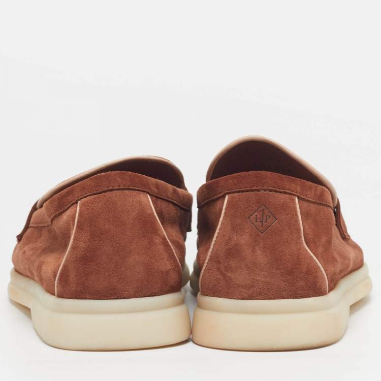 Pre Owned Loro Piana Summer Walk Size 40.5 Brown Suede Loafers