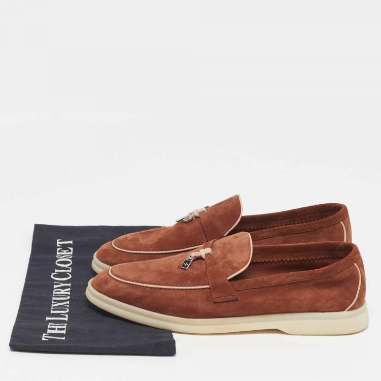 Pre Owned Loro Piana Summer Walk Size 40.5 Brown Suede Loafers