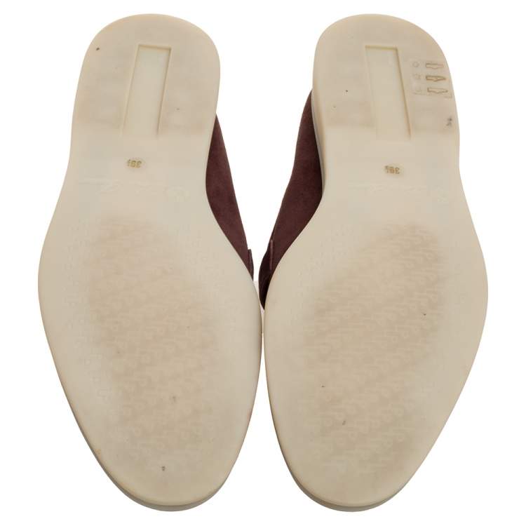 Pre Owned Loro Piana Maroon Suede Summer Charms Walk Moccasins Size 39.5