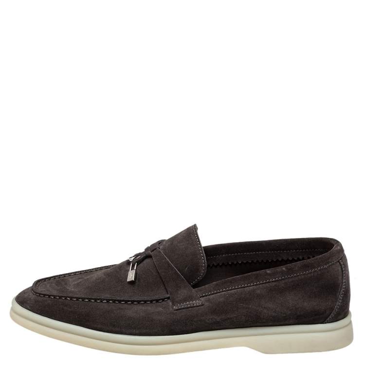 Pre Owned Loro Piana Brown Suede Summer Charms Walk Slip on Loafers Size 39